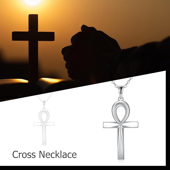 ONEFINITY Religious Cross Pendant Necklace Sterling Silver Origami Cross Pendant Gifts for Women Men Jewelry