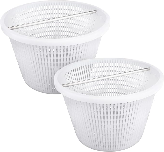 Skimmer Basket with Handle, for Pentair 08650-0007 08650-0007Z Sta-Rite U-3 White (2 Pack)