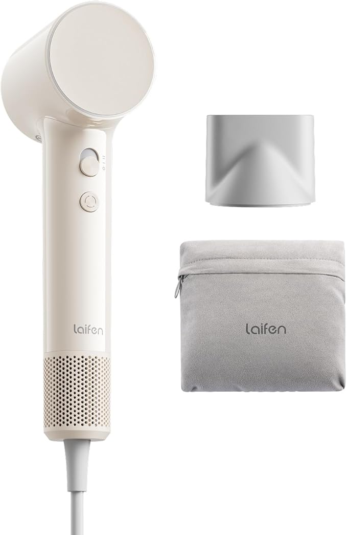 Laifen Air Hair Dryer, Lightweight and Palm-Sized Compact, 15× High-Speed Drying with 110, 000 RPM Powerful Motor, Smart Temperature Control, Mini Travel & Ionic Hair Dryers for Women, Milktea
