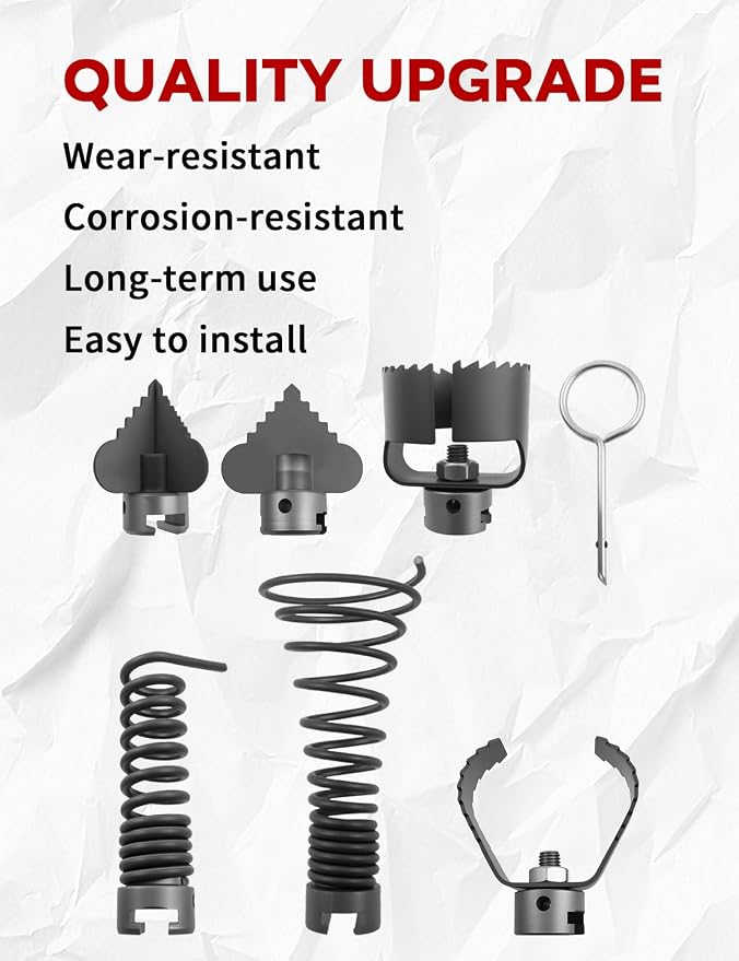 6PCS 30mm Drain Cleaning Attachment Set Fit for K-60SP/ K-60SE/ K-750/ RID-GID C-7 C-8 C-8IC C-9 C-10 C-10IC Cables, Fit for Cables with 5/8" to 7/8"