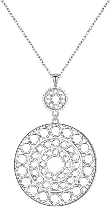 S925 Sterling Silver Long Chain Sweater Necklace for Women Statement Pendant Fringe Necklaces Jewelry Gift