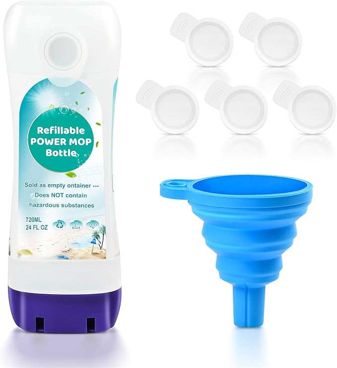 Bisenkud Leak-Resistant Refillable Bottle for Swiffer® Power Mop™, 720mL | Empty 24 fl oz Bottle, Reusable Solution Container, Leak-Resistant Design, Fill with Your Own Floor Cleaner