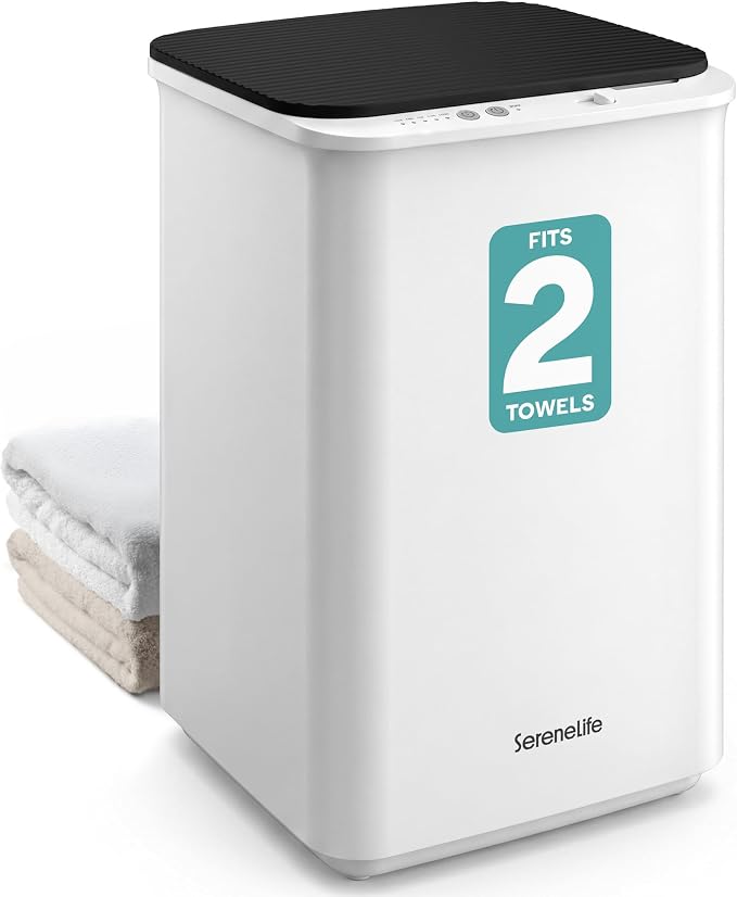 SereneLife Towel Warmer for Bathroom 20L, Blanket Warmer for Home and Salon Use with 122°F-248°F Range, 4 Timer Settings, Auto Shutoff, Scent Disc Included, Fits 2 Large Towels, Robes, Blankets, Black