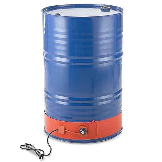 VEVOR Metal Drum Heater, 1200 Watt 5" Width, Pail Heating Band for 55 Gallon Barrel, 86-302℉ Adjustable Thermostat, High Efficiency Silicone Grease Keg Heater, Tested to UL 499 Standard, FCC Listed