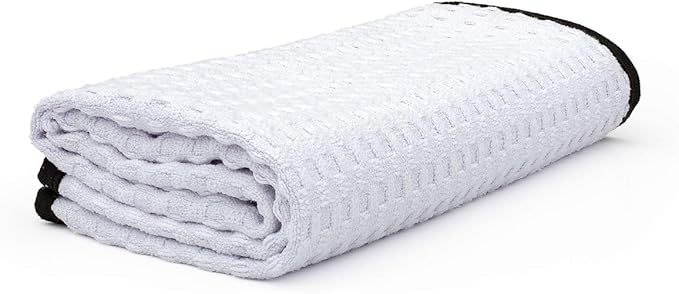 The Rag Company Dry Me A River, Professional Korean 70/30 Blend Microfiber Waffle-Weave Drying & Detailing Towels, Soft Suede Edges, 390 GSM, 16x24 Inches, White, 3-Pack