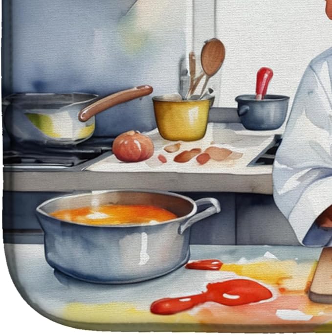 Caroline's Treasures DAC6335DDM Vizsla The Chef Dish Drying Mat Absorbent Dish Drying Mat Pad for Kitchen Counter Dish Drainer Mat for Countertop, 14 x 21", Multicolor