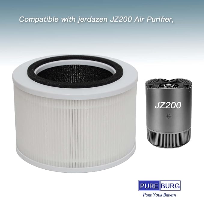 PUREBURG Replacement Filter Compatible with JERDAZEN JZ200 Air Purifier, 2-Pack H13 True HEPA Activated Carbon 3-Stage Filtration Air Clean Dust VOCs Odor