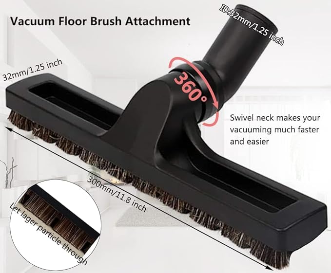 11 Pcs Universal Vacuum Attachments for Shop Vac Accessories - 2 1/2" to 1 1/4" Hose Adapter for Shop Vac, 1 7/8" to 1" Vacuum Hose Adapter, 1 1/4" Vacuum Floor Brush Flexible Crevice Tool