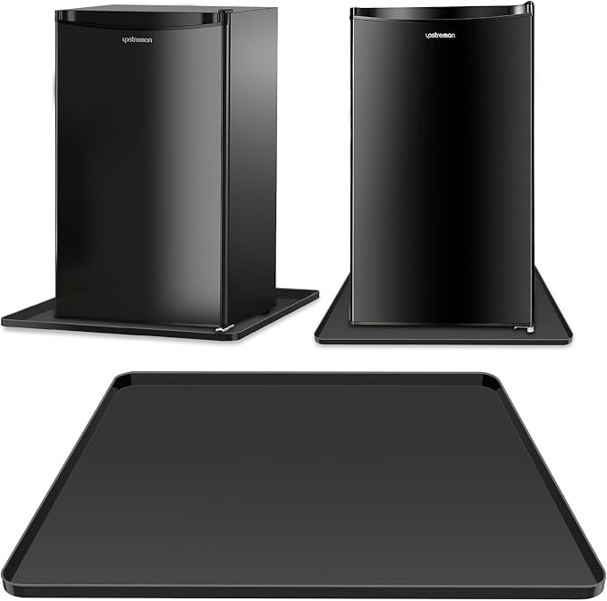 Mini Fridge Silicone Mat,24''x24''x0.5''-Fridge Drip Tray Concave and convex design is leak-Proof and Non-Slip Perfectly Compatible with Washer, Dryer, Wine Cooler, Dishwasher ect (Black)