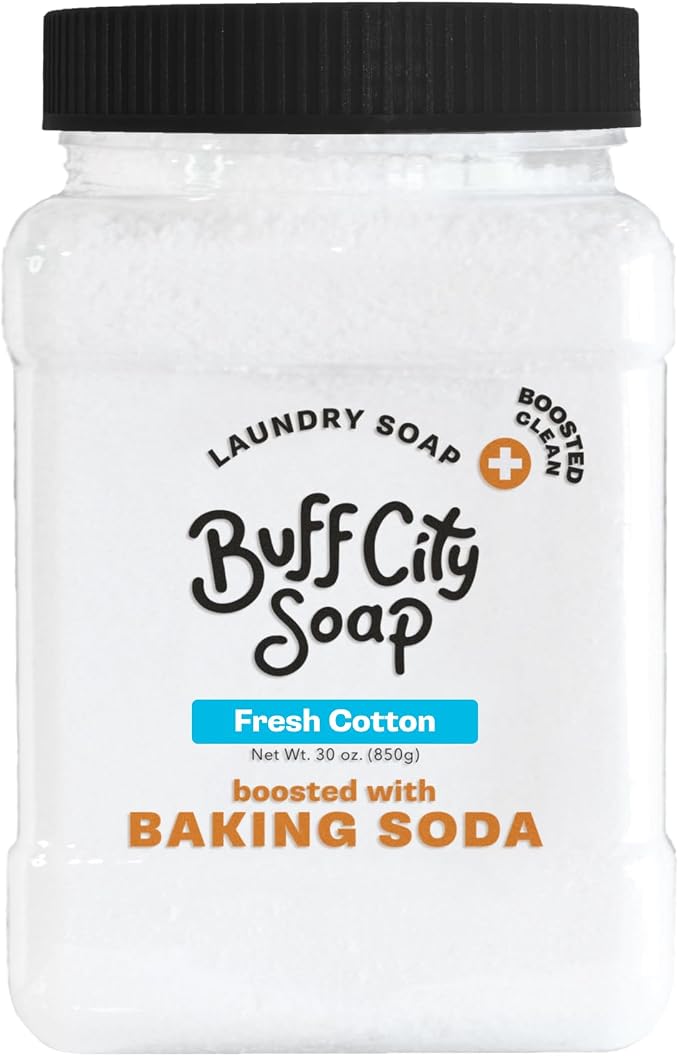 Buff City Soap - Powder Laundry Soap Plus - Made With Simple, Plant-Based Ingredients & Boosted With Baking Soda - Juniper, Sandalwood, & Vanilla Scented Laundry Detergent Powder - Fresh Cotton