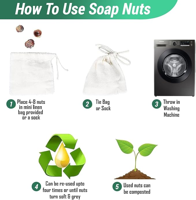 Cure With Pure Organic Soap Nuts Deseeded 1lb/450g With 1 Wash Bag Approx 180 Loads,Eco-friendly Soap Nuts Laundry Detergent,Chemical & Fragrance-free Organic Soap Berries Non-toxic Laundry Detergent