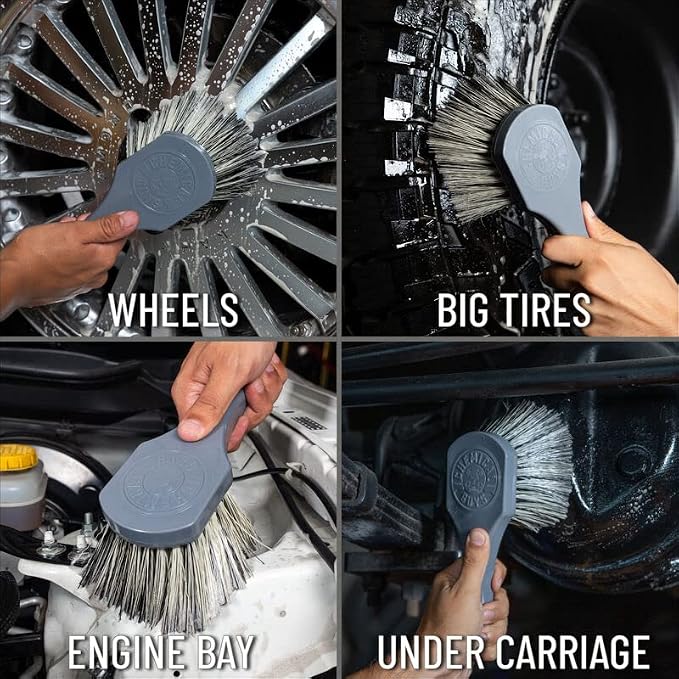 Chemical Guys All Duty Brush Kit, ACCG09 Wheel Works Brush + ACCG02 Nice & Stiff Heavy Duty Carpet & Interior Brush + ACCG05 Big Blue Stiffy Heavy Duty Brush + ACCG08 Wheelie Exterior Surface Brush