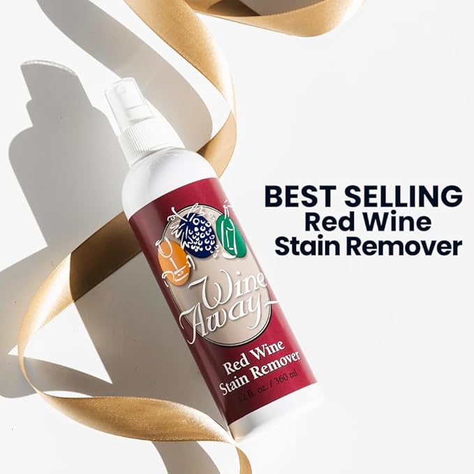 Wine Away Red Wine Stain Remover Spray - Natural Carpet and Upholstery Spot Cleaner - Effectively Removes Blood, Clothes, Coffee, & Pet Stains - Best on Both Fresh & Dried Stains - 12 Oz - Pack of 3