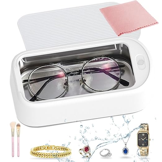 Ultrasonic Cleaner,640ML 48KHz Powerful Ultrasonic Jewelry Cleaner Machine, Sonic Glasses Cleaner for Eyeglass Ring Gold Silver Jewelry Denture Retainer Watch Dental Pod Cleaning
