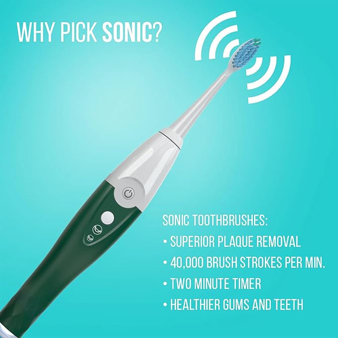 Tao Clean UV Sanitizing Sonic Toothbrush and Cleaning Station, Electric Toothbrush, Dual Speed Setting, Evergreen