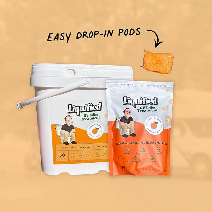 Liquified RV Toilet Treatment Drop-Ins - Prevents Tank Odors - Breaks Down Waste and Tissue - Septic Tank Safe - Matts RV Reviews (Orange, 20 Count, Pack of 3)