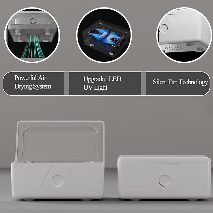 Fastest LED-UV Hearing Aid Dryer and Dehumidifier Accessory | UV-C Ultraviolet Light Box Kit | Removes Sweat & Moisture from Hearing Aids, Wireless Earbuds, and Ear Amplifiers