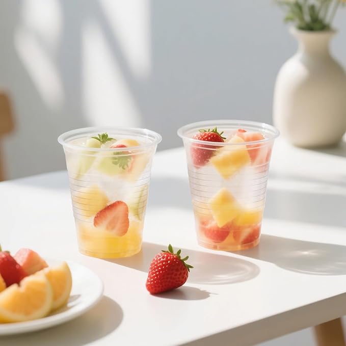 BYSNOW 7 oz Clear Plastic Cups, 500 Count Bulk, PP Clear Plastic Cups for Party with Higher Heat Resistance, Suit for Hot Beverages, Soda, Juice (7oz 500count)