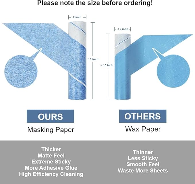 Layers Large Lint Roller Refill, Suitable for Most Large Rollers, mega Rollers, 10 in Wide Roller in The Market - 6 Packs