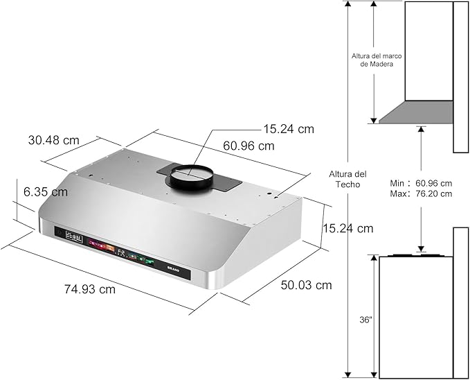 BRANO 30 Inch Under Cabinet Range Hood with Voice/Gesture/Touch Control, 900 CFM Kitchen Vent Hood with 4-Speed Exhaust Fan, Stainless Steel Stove Hood with LED Lights, Baffle Filters