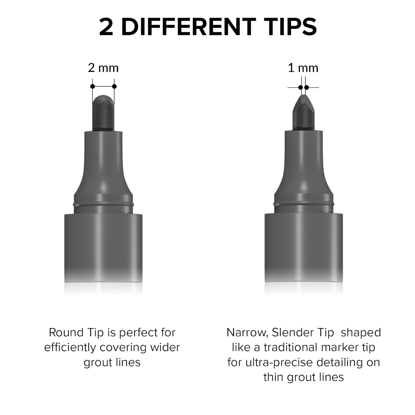 X-Protector Water Based Grout Marker - 2 PCS with 8 Tips, Light Grey