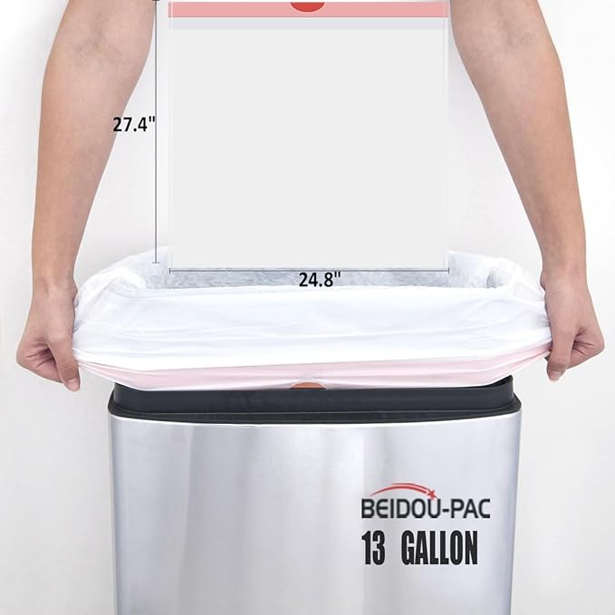 BEIDOU-PAC 13 Gallon Trash Bags Drawstring, 500 Count, White & Unscented Garbage Bags, Multi-purpose Tall Kitchen Trash Bags Can Liners for Business Home Commercial and Industrial