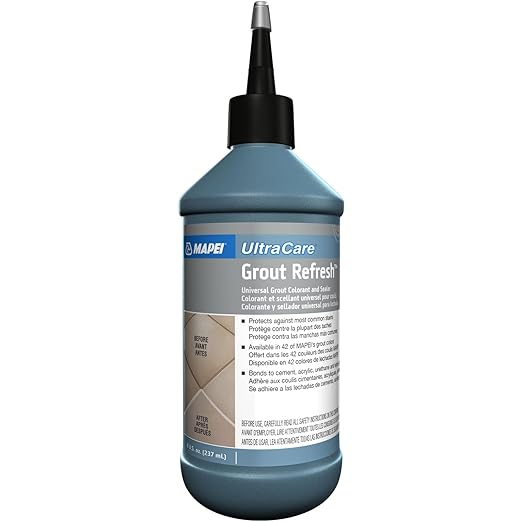 MAPEI UltraCare Grout Refresh, Universal Grout Colorant & Sealer, 8 oz Bottle – Easy Grout Restoration & Protection, 5118 Jet Black