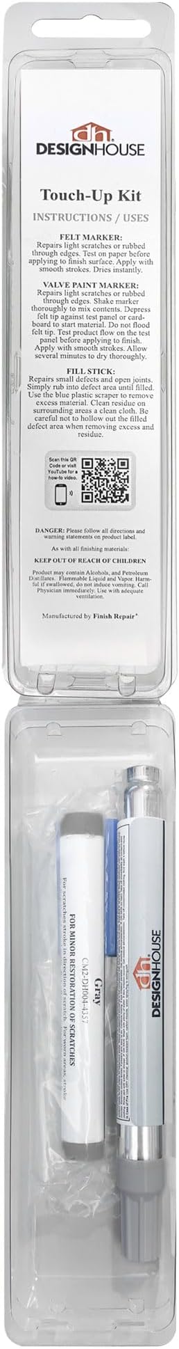 Design House Cabinet Paint Touch-Up Repair Kit for Kitchen or Bath Vanity, Gray – Design House, 930578