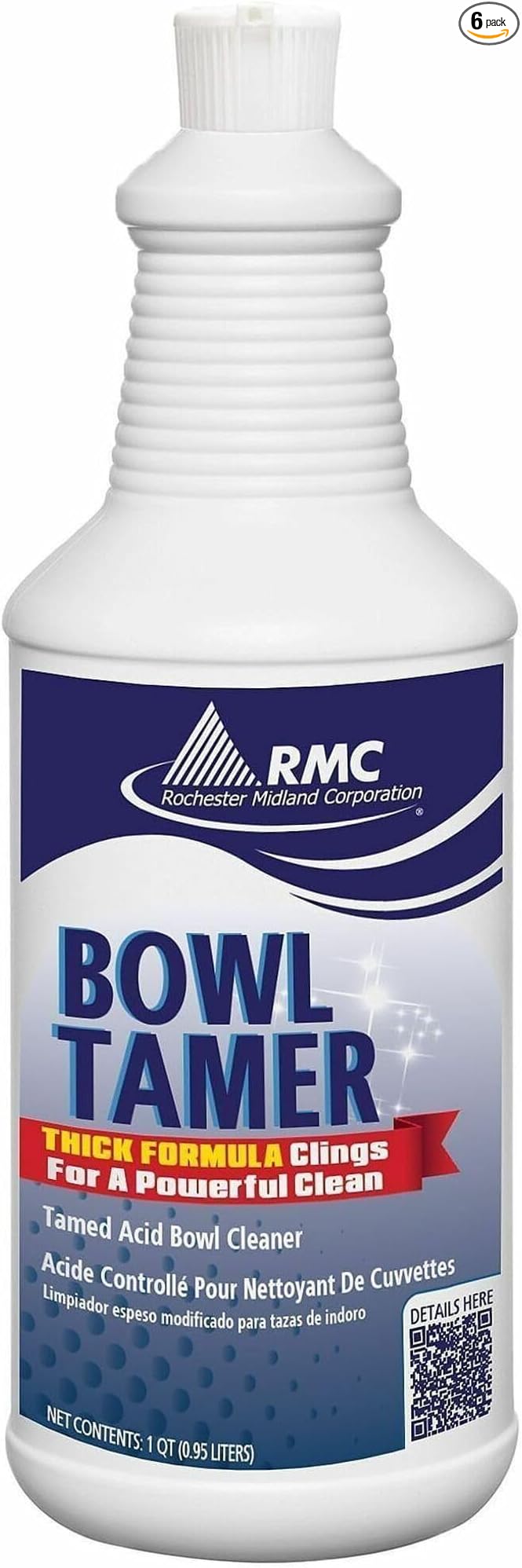 RMC Bowl Tamer, Tamed Acid Toilet Bowl Cleaner, 32 fl oz, Pack of 6
