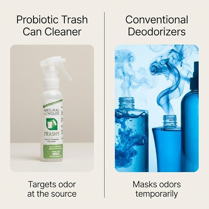 Enzyme Trash Can Deodorizer Refill - Natural House Trashy - Probiotic Odor Eliminator Bulk - Kitchen, Diaper Pail, Litter Box - Plant-Based, Septic Safe - Botanical Scent - 128 oz