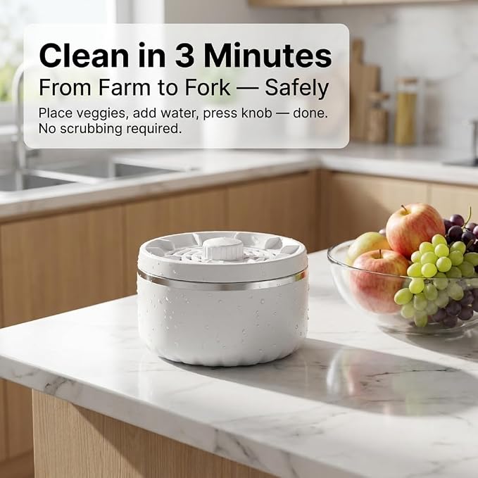 Fruit and Vegetable Washing Machine, Wireless Fruit Cleaner Device with Titanium Electrolysis, Waterproof Food Purifier for Meat Grains and Tableware (Green)