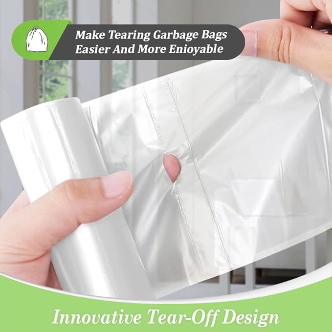 8 Gallon 140 Counts Strong Unscented Medium Trash Bags,Fit 7,8,9,10 Gal Garbage Bags by Teivio, 30 Liter Thick Bathroom Can Bin Liners,Plastic Bags for Home Office Kitchen, Clear