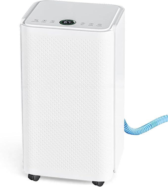 NEWBULIG 30Pints Dehumidifier with Drain Hose 2000 Sq.Ft Dehumidifier for Basement 0.53 Gallon Tank Low 38dB Smart Humidity Ring Whole House Remover for Home Bedroom & Bathroom