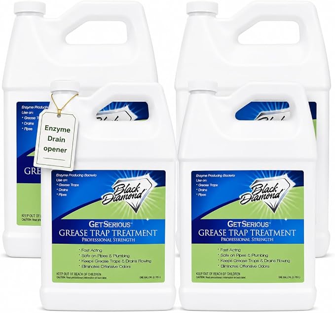 Black Diamond Stoneworks GET SERIOUS Grease Trap Treatment – Commercial Enzyme Grease Trap Cleaner & Drain Maintenance for FOG Reduction, Odor Control & Free-Flowing Drains