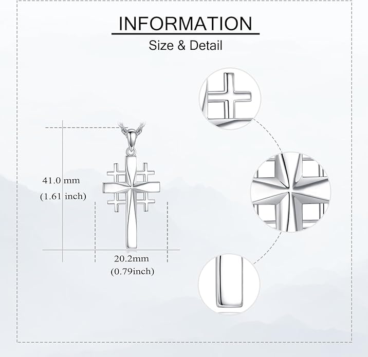 ONEFINITY Religious Cross Pendant Necklace Sterling Silver Origami Cross Pendant Gifts for Women Men Jewelry