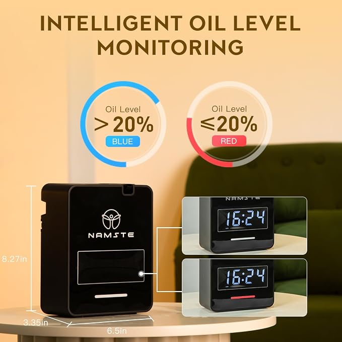 Smart HVAC Scent Machine, Covers 3000 Sq.Ft, Oil Level Monitoring | 300ML Waterless Essential Oil Diffuser, Cold Air Tech, Built-in Clock, for Home, Hotel, Office, Shopping Mall