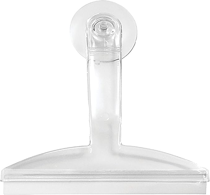 8" Clear Plastic Suction Squeegee Shower Window Cleaner | Suction Storage Hook