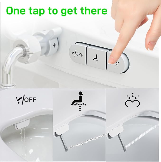 Bidet Toilet Seat – Non-Electric, Self-Cleaning Dual Nozzles for Frontal & Rear Wash, Adjustable Water Pressure, Slow-Close Lid, Fits Elongated Toilets – Hygienic & Eco-Friendly Upgrade (Contemporary)