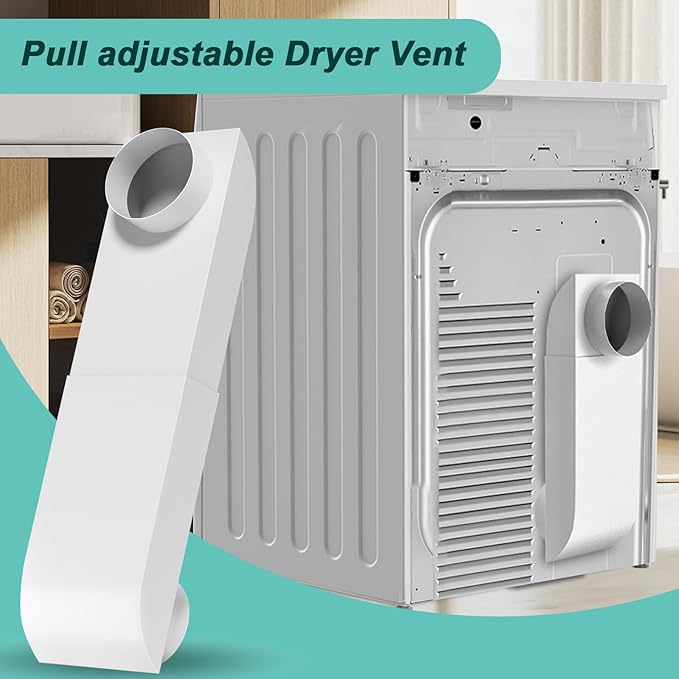Periscope Dryer Vent Kit, Stainless Steel 4 Inch Telescoping Duct - Adjustable 9.5-14.5" Telescoping Dryer Vent Connector, Ultra Slim & Flat Low Profile Design for Tight Spaces Dryer Exhaust Vents