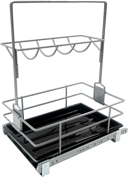 Under Sink Organizer（11.18" W X15 D） Pull Out Cabinet Organizer For Cleaning Supplies, Under Sink Slide Out Cleaning Caddy, Under Kitchen Bathroom Sink Organizer