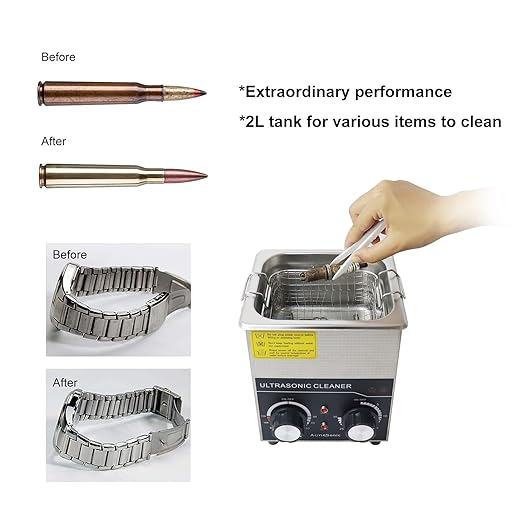 Commercial Ultrasonic Cleaner with Knob, 2L Professional Ultrasonic Cleaner, 40kHz with Heater and Timer for Tools, Jewelry, Watches, Glasses, Dentures, and Small Metal Parts