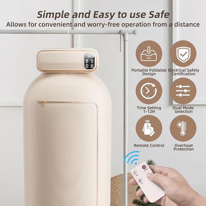Portable Clothes Dryer, Mini Laundry Dryers with Remote Control, Portable Dryer for Apartments, RVs, Hotels, Small Spaces, Great for drying underwear, socks, swimwear for travel, no wrinkles