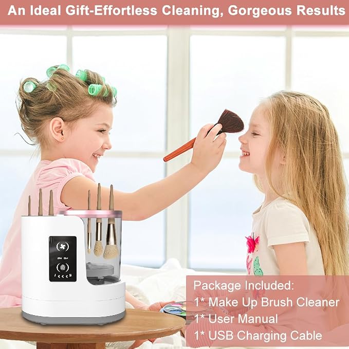 2026 New Makeup Brush Washer Machine,Abnaok 3 in 1 Electric Makeup Brush Cleaner and Dryer for Women,Automatic Makeup Brush Cleaner,Suitable for All Types Brushes,Portable and Easy to Use