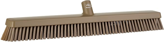 Vikan 319566 24" Heavy-Duty Push Broom, Soft/Stiff, Brown