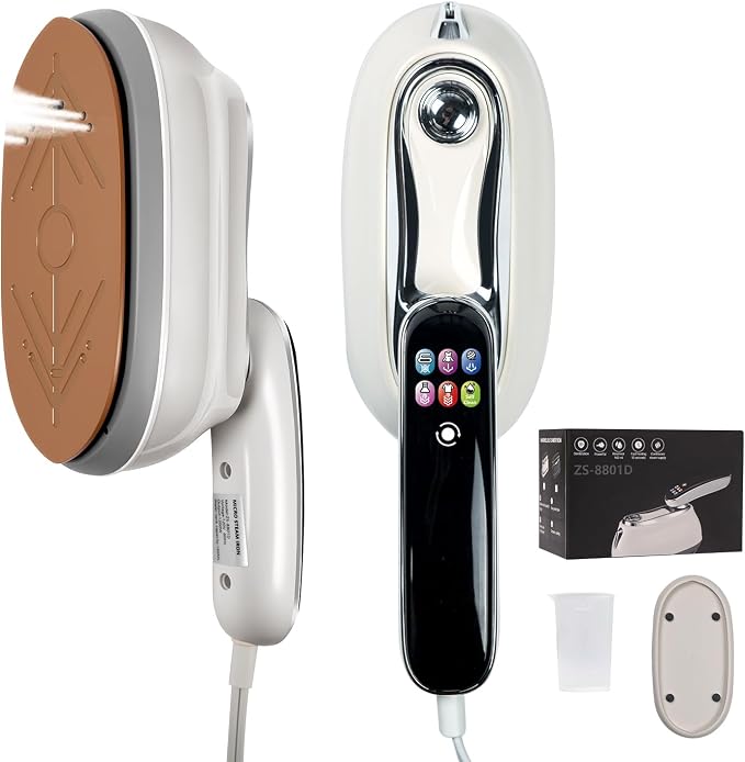 Portable Travel Steamer for Clothes, 1200W Handheld Garment Steamer with 20s Fast Heat-Up, 2-in-1 Steam Iron for Vertical & Flat Ironing, 6 Fabric Modes, Self-Cleaning, 160ml Tank