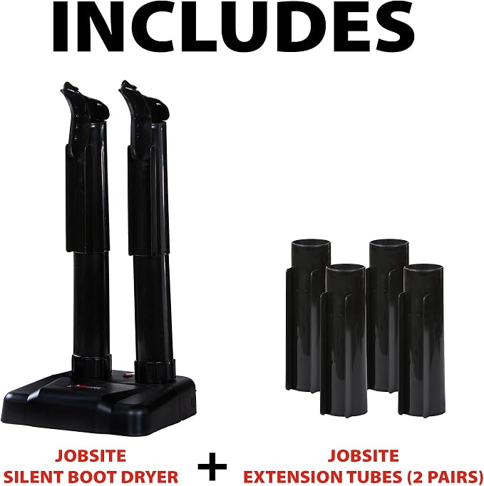 JobSite Wader Boot Dryer Kit - Silent, Fanless Convection Dry - Tall Wader Extensions - Helps Reduce Odor
