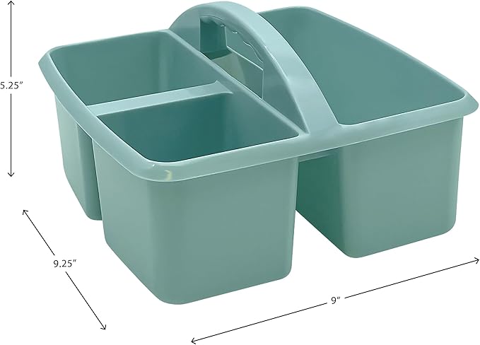 Teacher Created Resources Calming Blue Portable Plastic Storage Caddy 6-Pack for Classrooms, Kids Room, and Office Organization, 3 Compartments