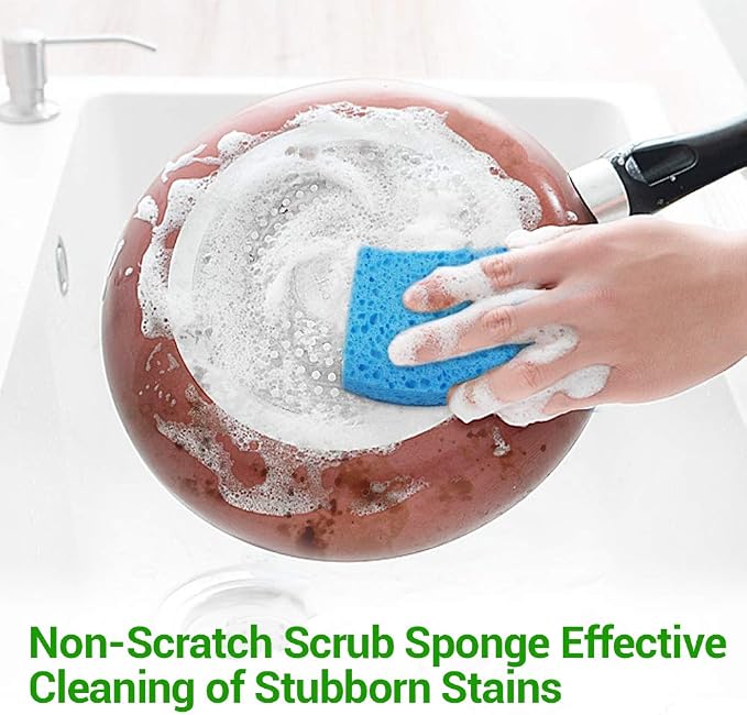 AIDEA-Brite Non-Scratch Scrub Sponge-24Count, Sponges for Dishes, Cleaning Sponge, Cleans Fast Without Scratching, Stands Up to Stuck-on Grime, Cleaning Power for Everyday Jobs