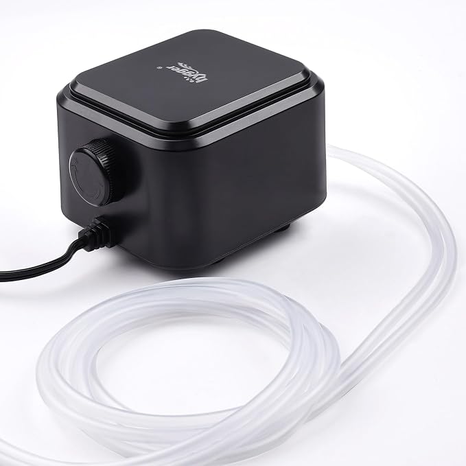 hygger Quiet <30dB Aquarium Air Pump, Adjustable Low Decibel Oxygen Fish Tank Pump 2 Air Outlets Ultra Silent Powerful Aerator Pump with Accessories Max 80GPH/160GPH/255GPH(3.5W,Up to 120Gallon)