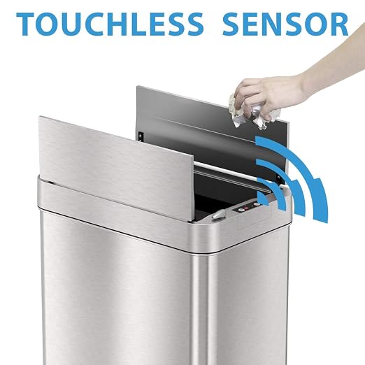 iTouchless 18 Gallon Wings Open Lid Sensor Trash Can with AbsorbX Odor Filter & PetGuard (IT08RS) Official AC Adapter for Touchless Sensor Trash Cans